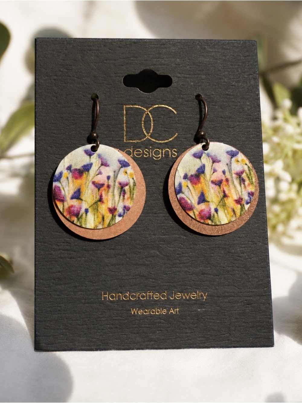 Floral Round Drop Earrings in Multicolor